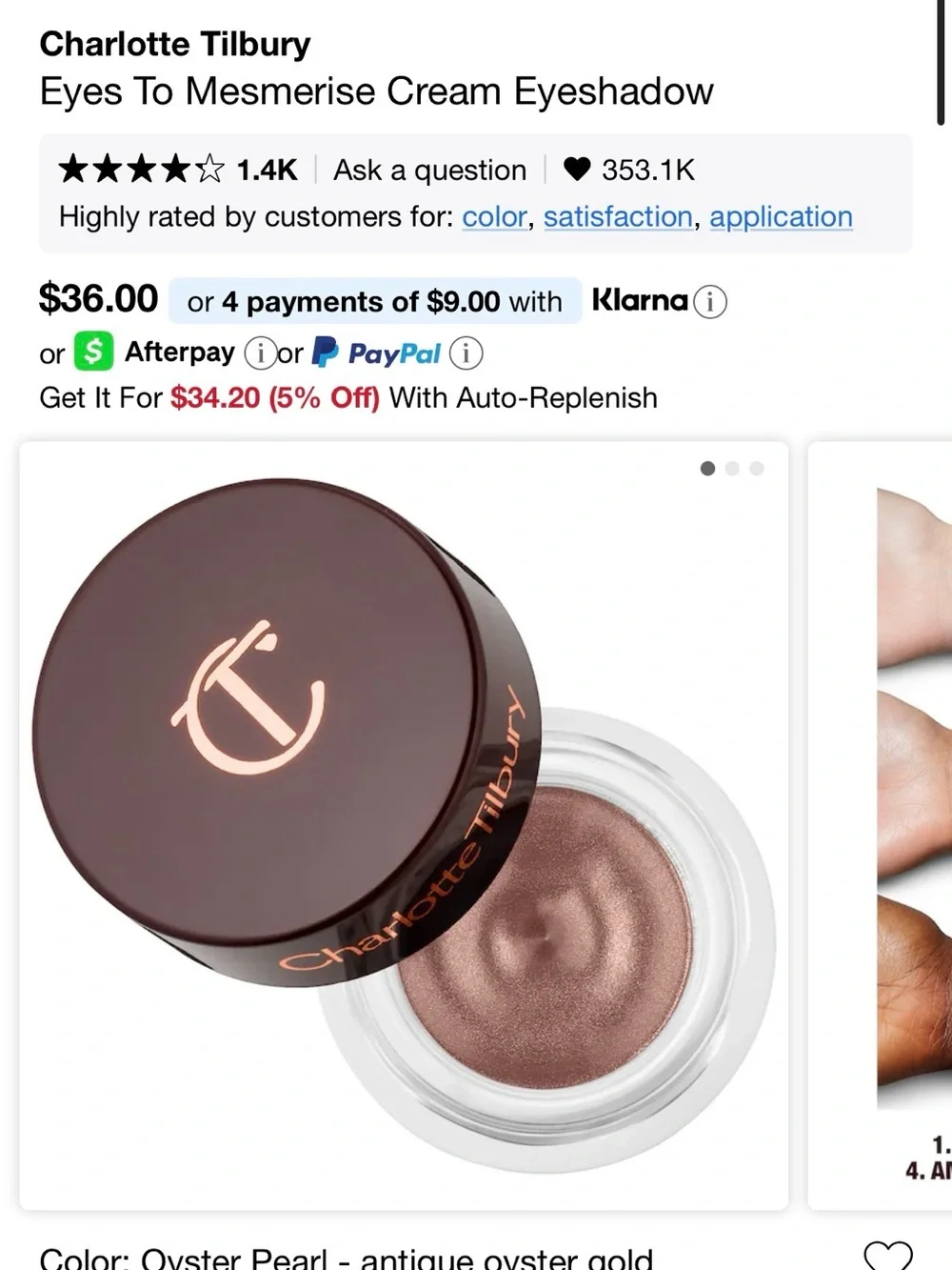 Charlotte Tilbury Eyes to Mesmerise Cream Shadow - Deep Wine with Gold Accents